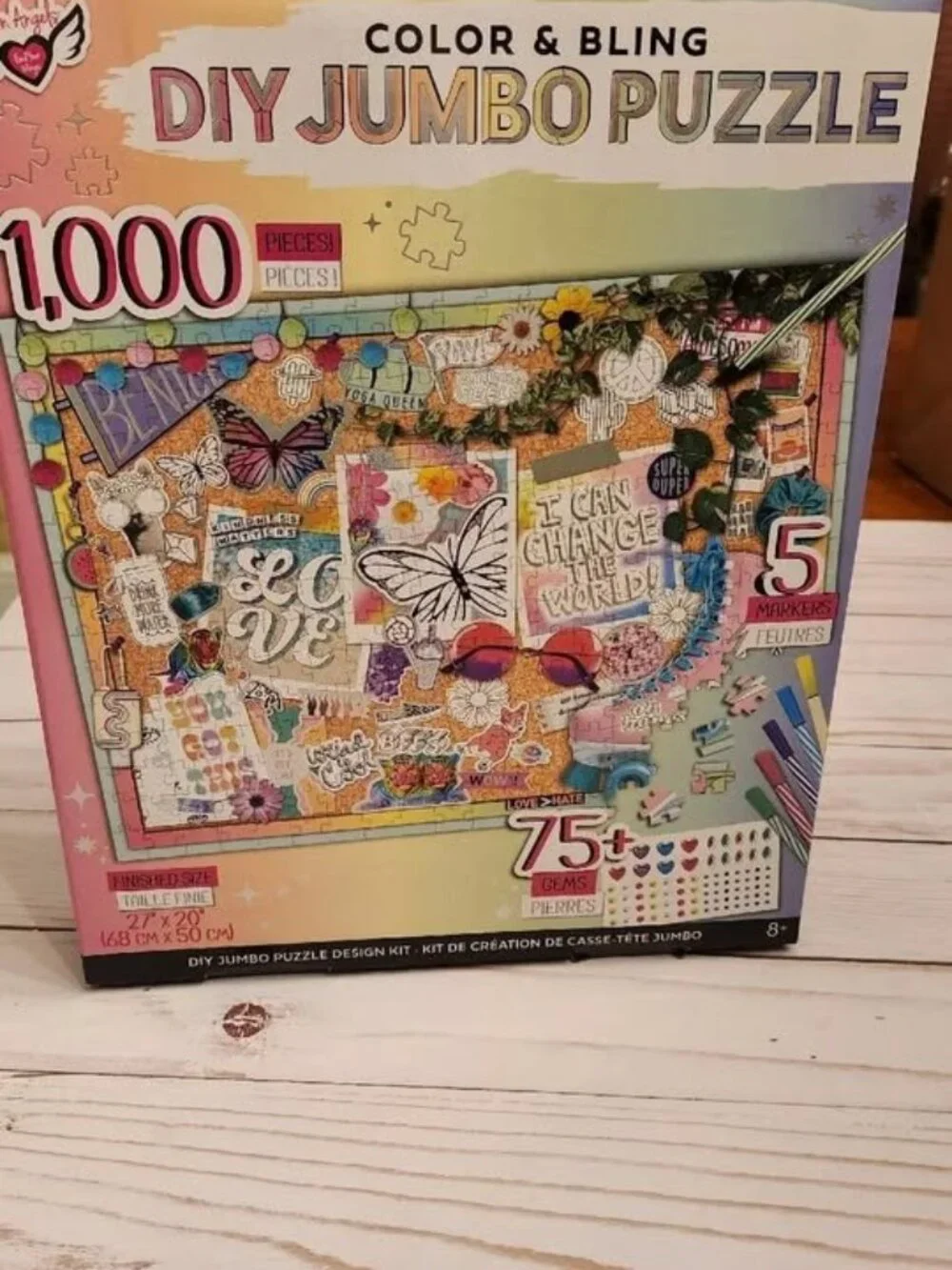 Fashion Angels Color & Bling DIY Jumbo Puzzle Gems Markers Craft 1000 Pcs 27x20